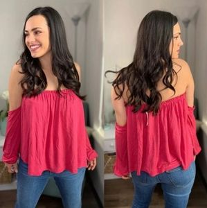 new Splendid Off the Shoulder Pink Top XL